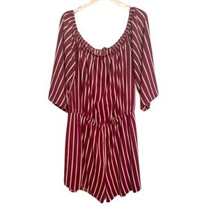 Ambiance Burgundy and White Striped Romper